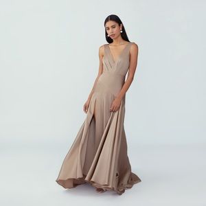 Fame and Partners Escala Satin Dress Nude